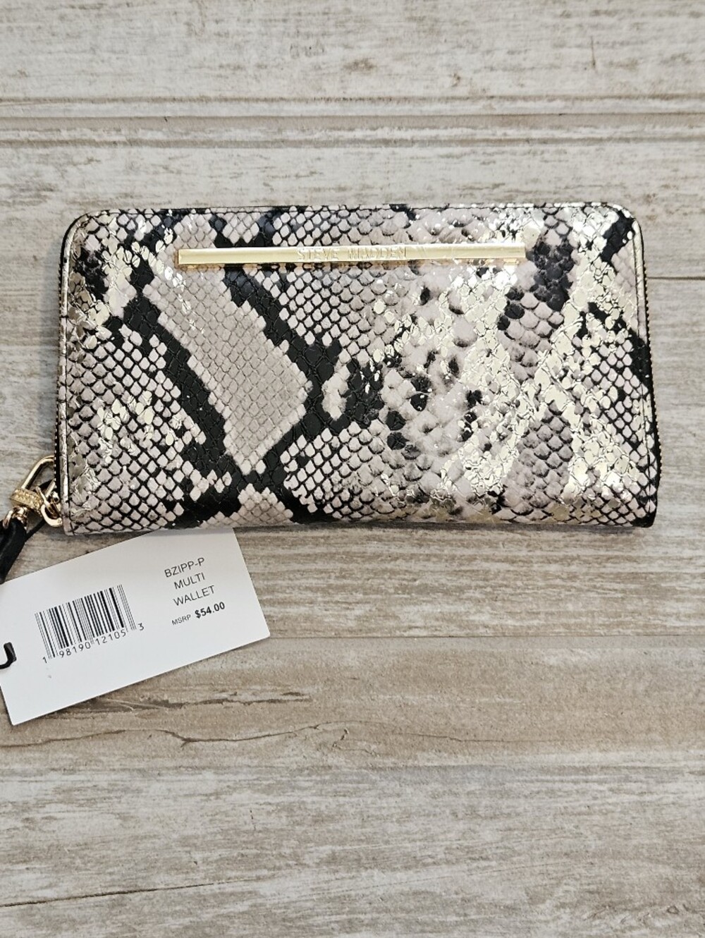 Steve Madden BZIPP-P Multi Snake Print Zip Around Wallet Wristlet